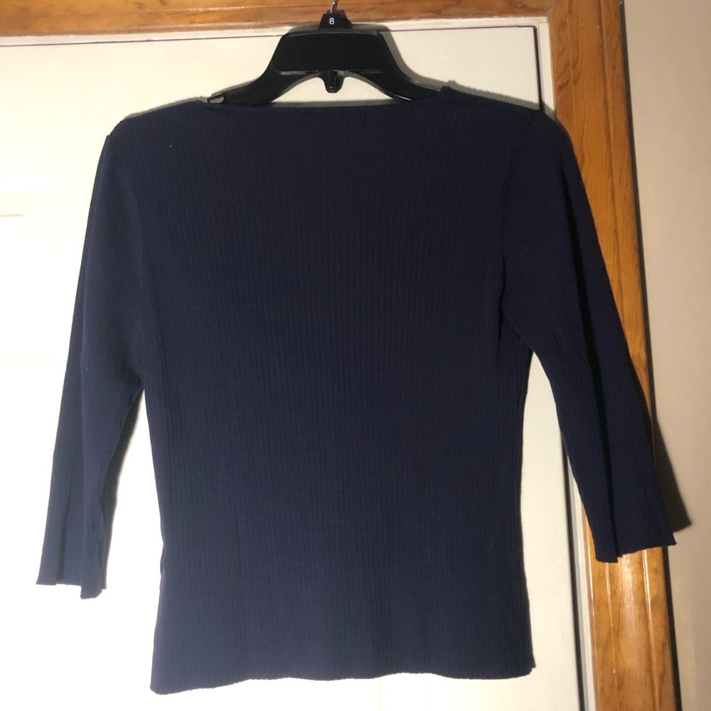 August Silk Dark Navy Blue Knit Top - Picture 3 of 5